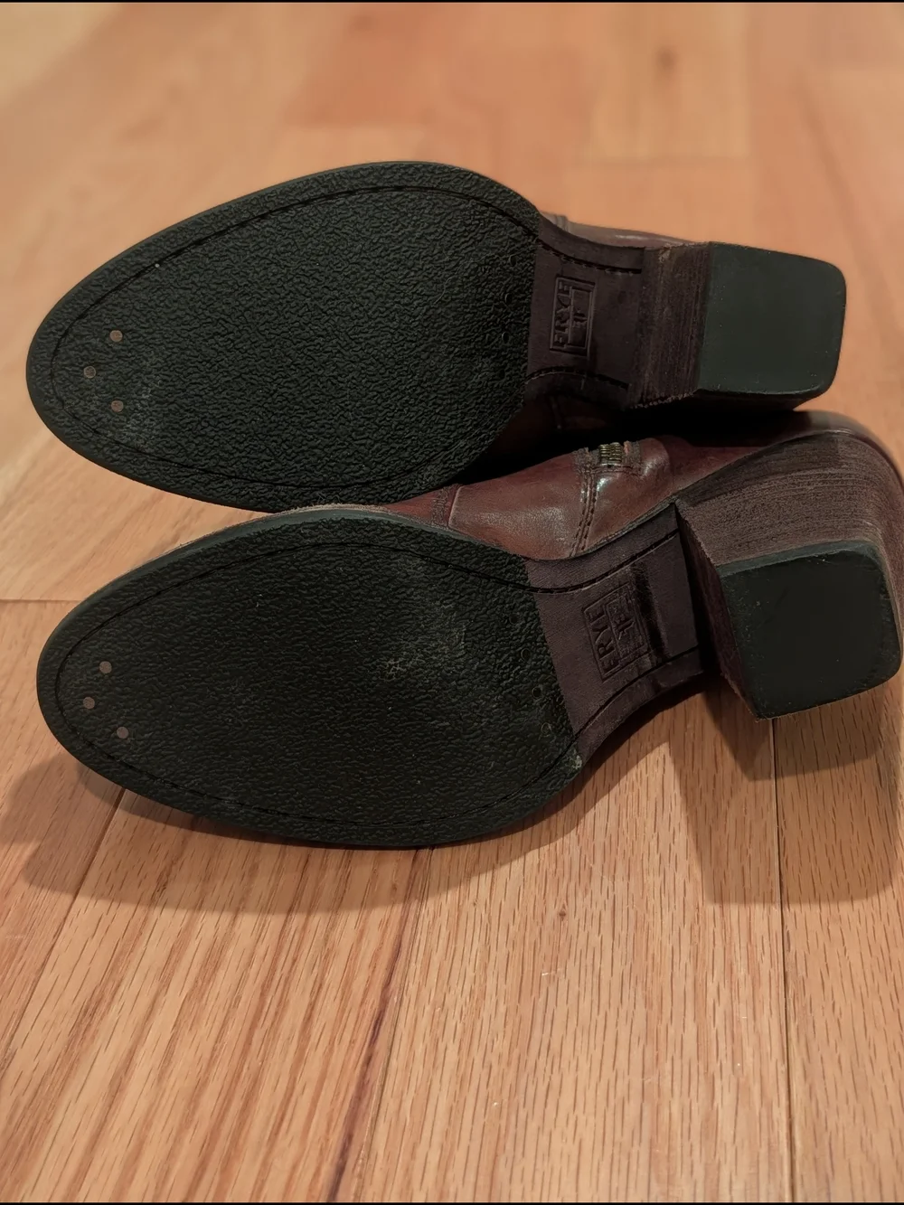 Frye Dark Brown Leather Buckle Ankle Boots